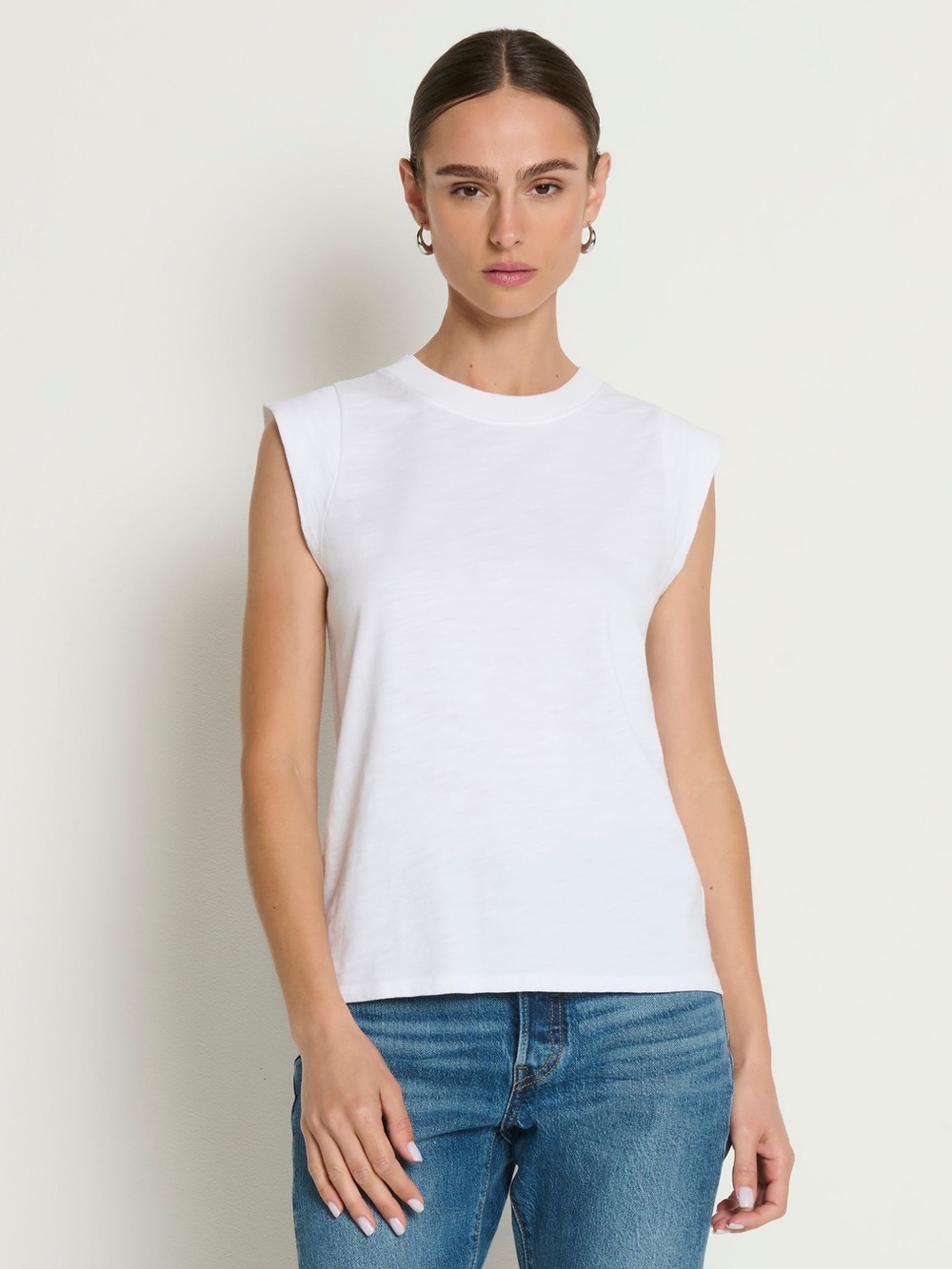 Nation LTD Patti Muscle Tank Optic White Cotton Sleeveless Top XL